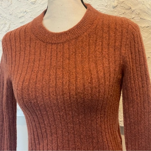 Madewell Women's Readfield Pullover Sweater Rust Orange Wool Sz S NI058 - Picture 3 of 9